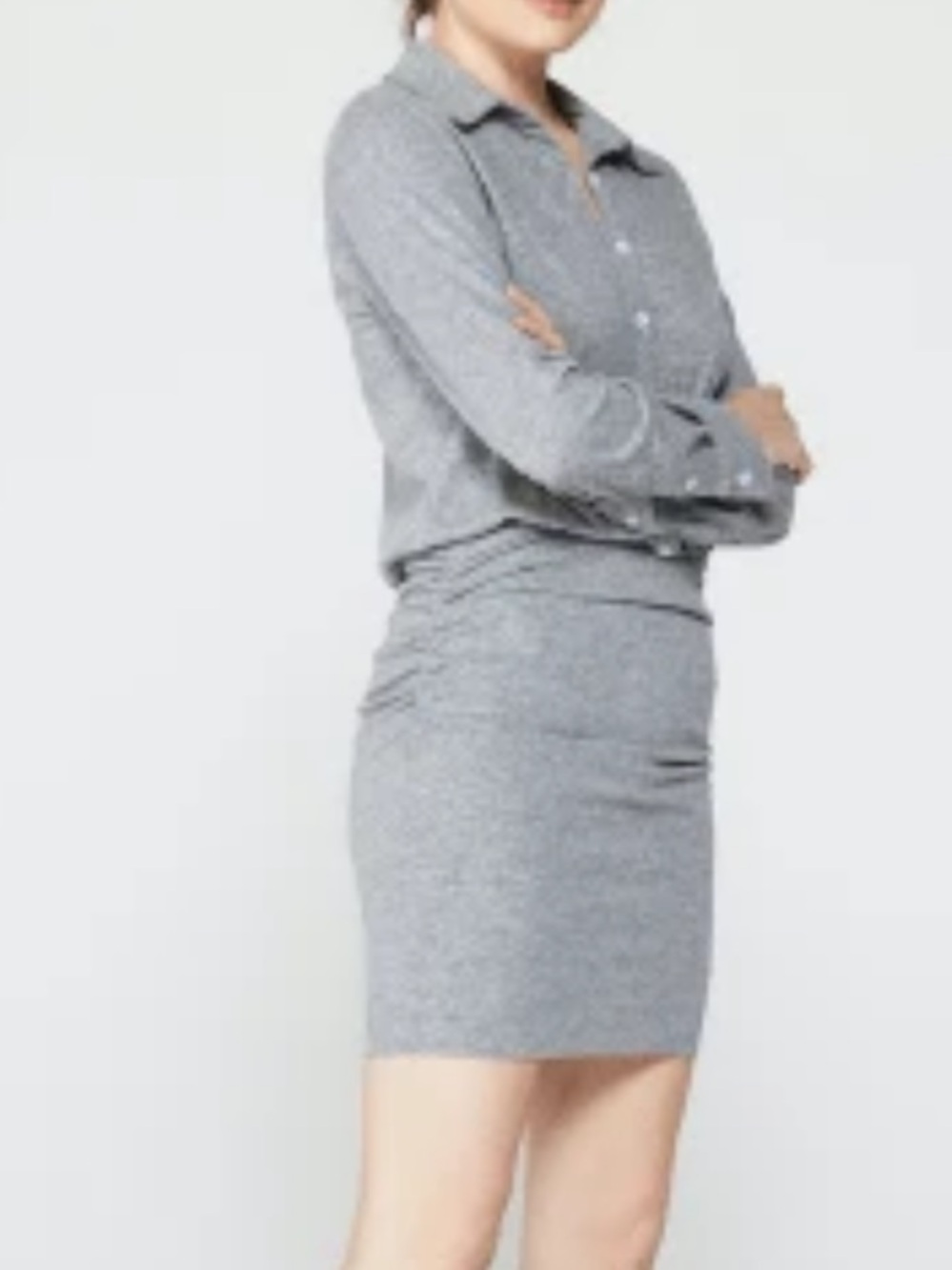 Monrow Grey Long-Sleeve Shirt Dress - Picture 11 of 11